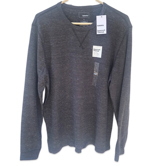 NWOT Men’s Sonoma Goods For Life Double Knit Crewneck Pullover Charcoal - Picture 2 of 12
